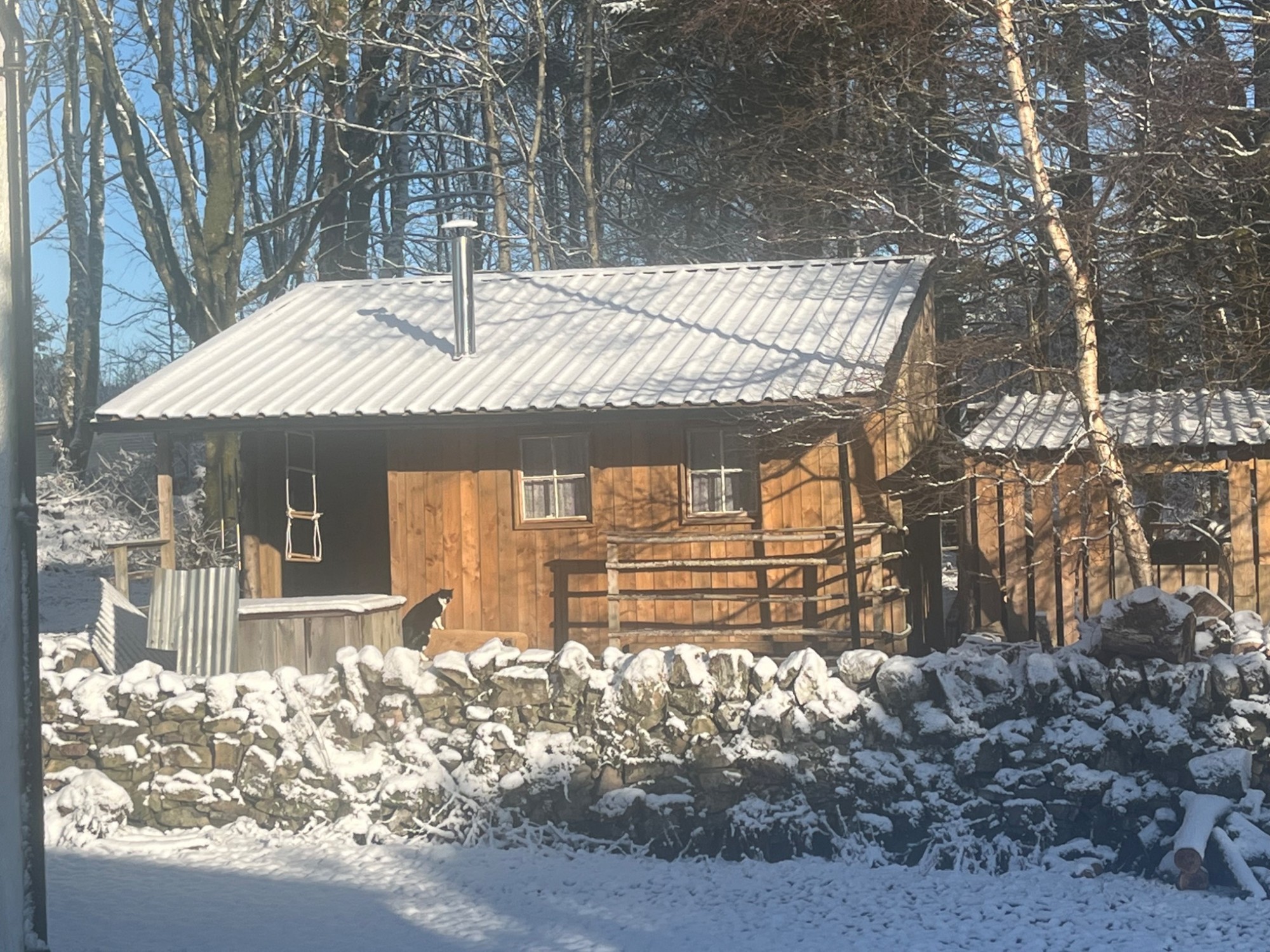 The barn at Hensol Wood in snow