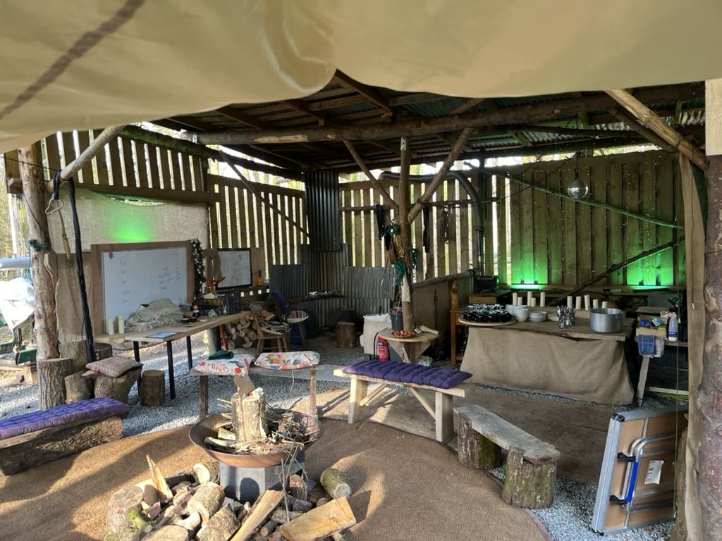 The barn and gathering place at Hensol Wood