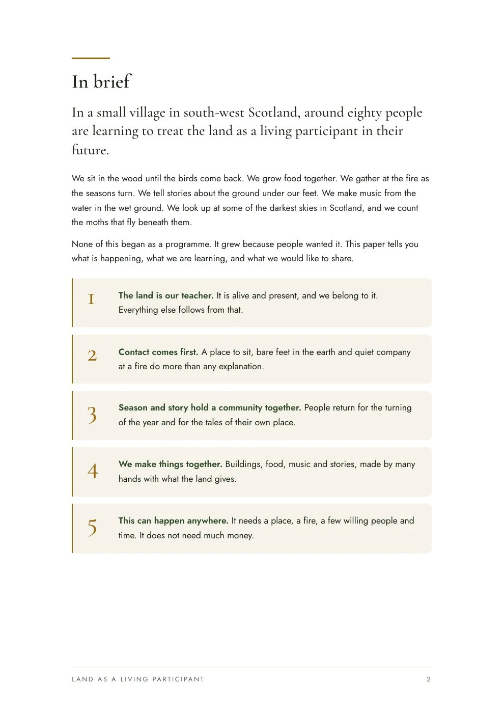 Land as a living participant, page 2