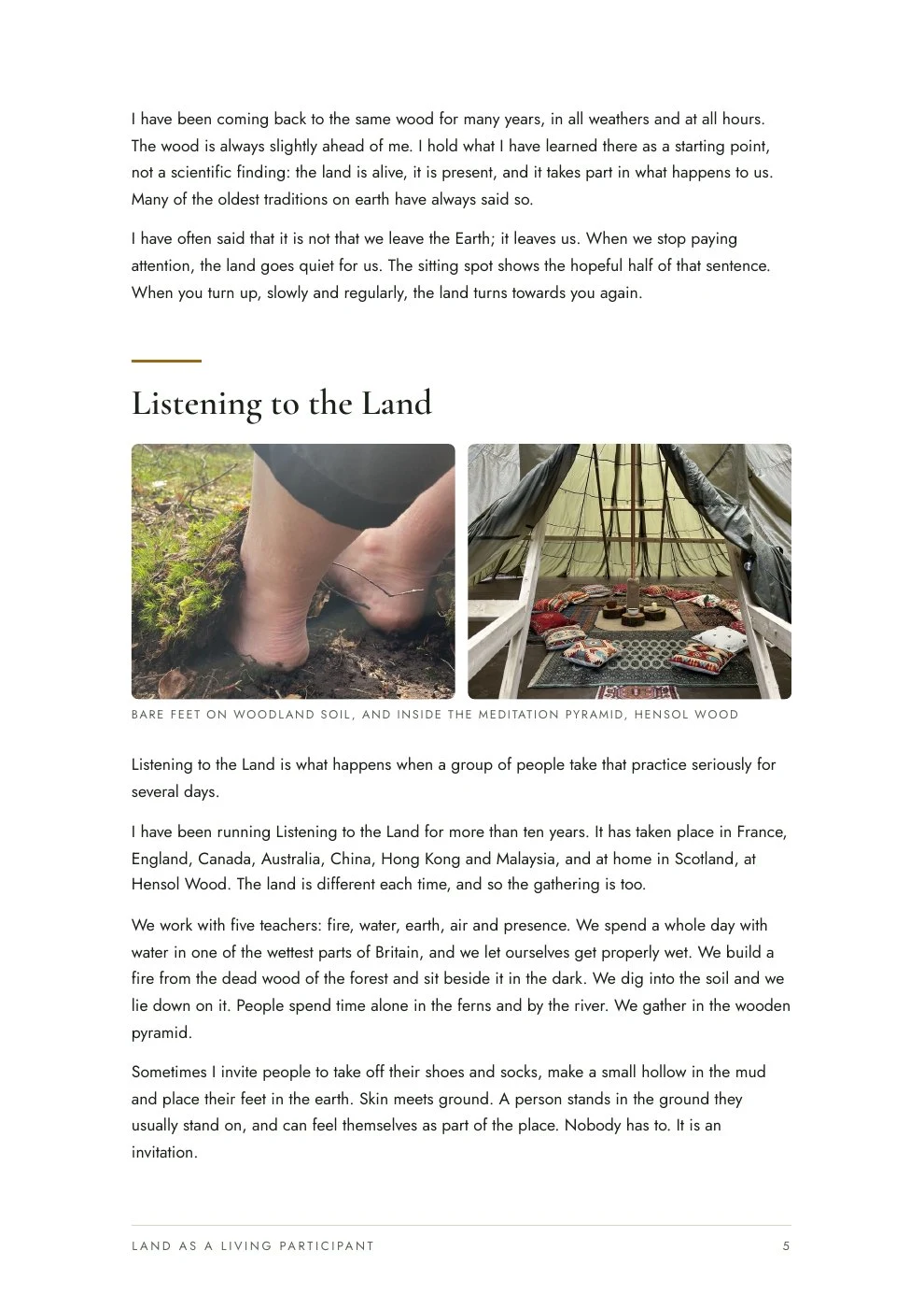 Land as a living participant, page 5