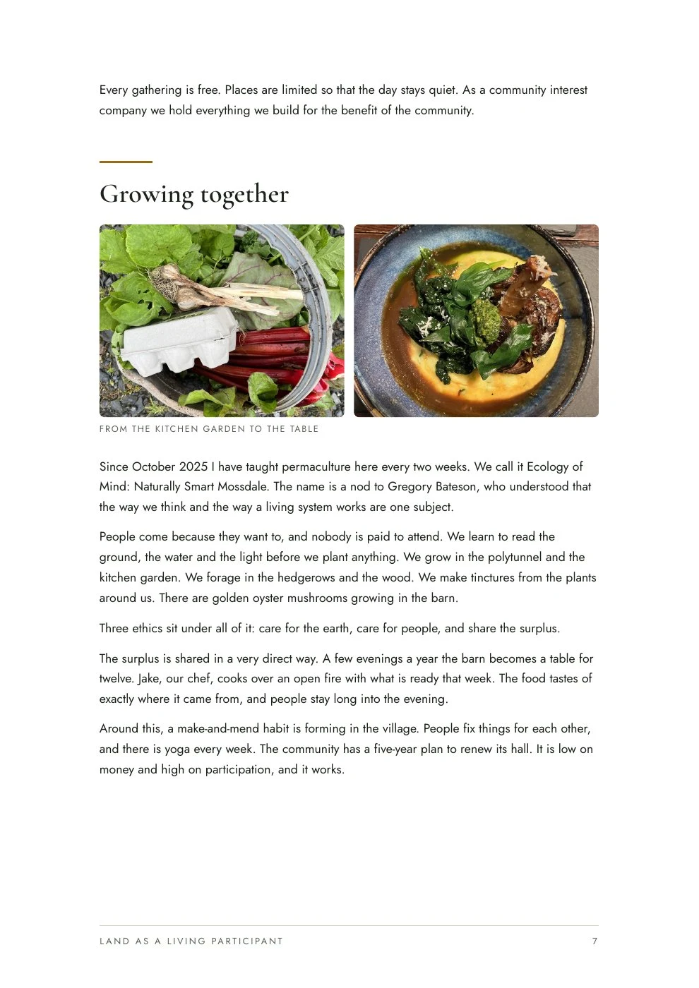 Land as a living participant, page 7