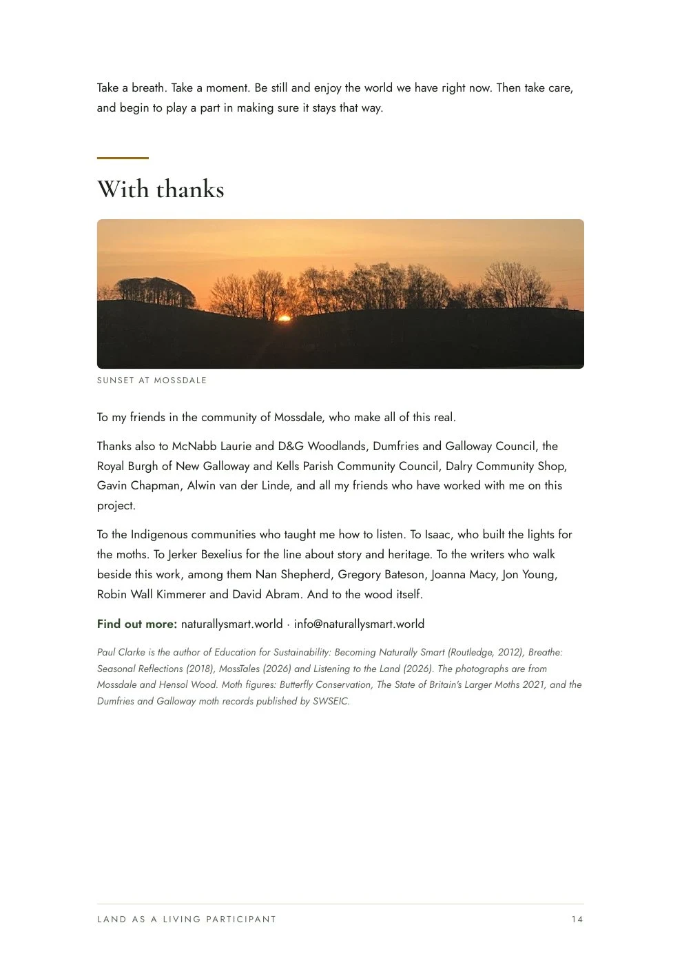 Land as a living participant, page 14